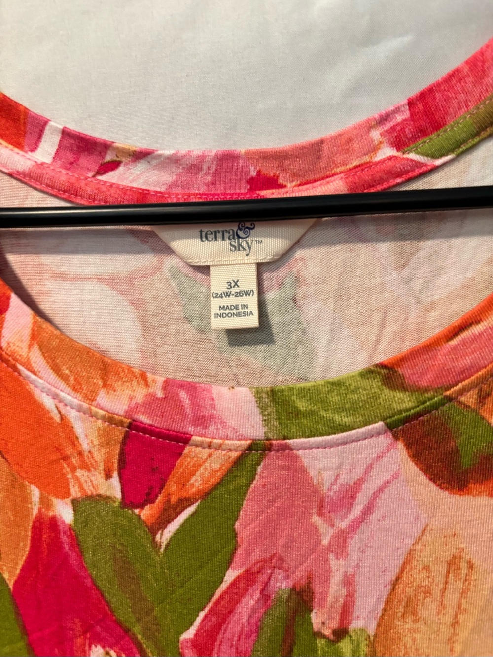 Terra & Sky Pink, Coral, Green Floral Top - Picture 2 of 2